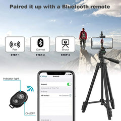 Phone Tripod with Bluetooth Remote Control - Universal Lightweight Phone Holder for Photography for Xiaomi Huawei Phones and DSLR Cameras 