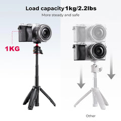 Mini Extendable Tripod with Flexible Handle and 1/4" Ball Head for Phone and Camera Mounting - Perfect for Selfie and Video 