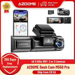 AZDOME M550 Pro 3CH Car Camera – 4K Video Recording with Built-in Wi-Fi, GPS and Night Vision