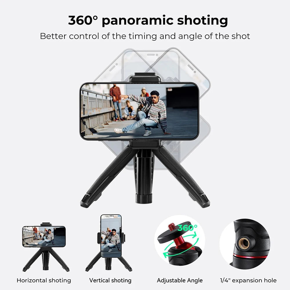 Mini Extendable Tripod with Flexible Handle and 1/4" Ball Head for Phone and Camera Mounting - Perfect for Selfie and Video 