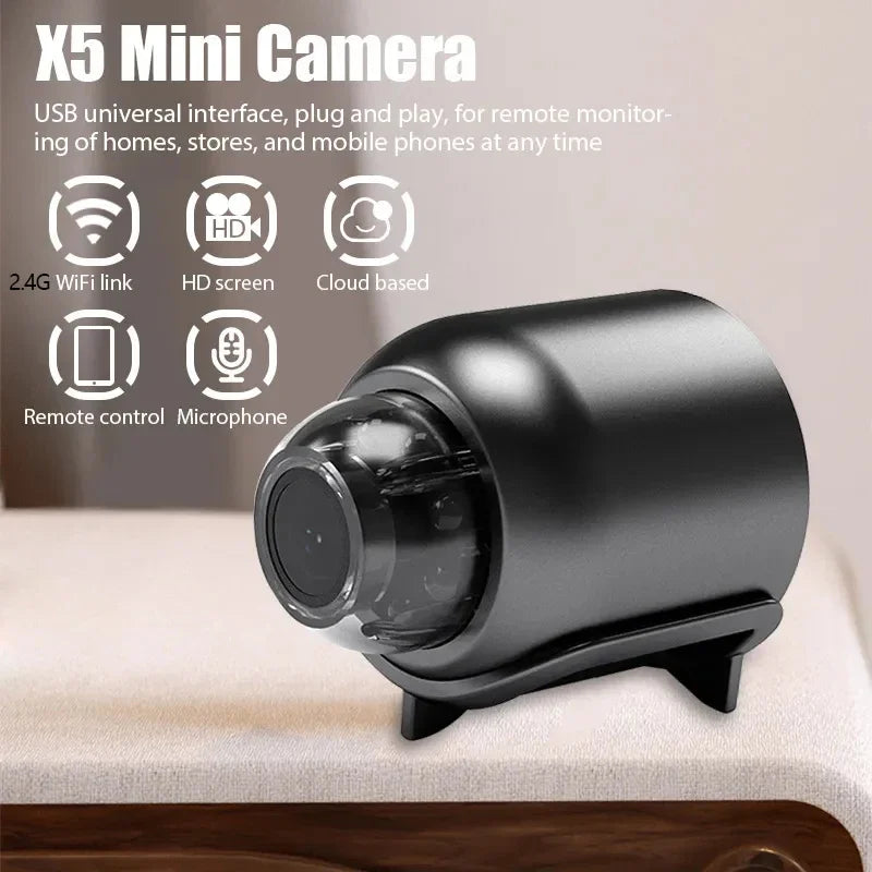 X5 Mini Security Camera with Voice Alert and 1080P HD Recording for Home and Baby Monitoring 